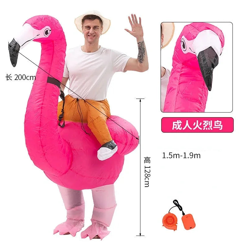 Déguisement Gonflable Flamant Rose Chevauché – vue 7