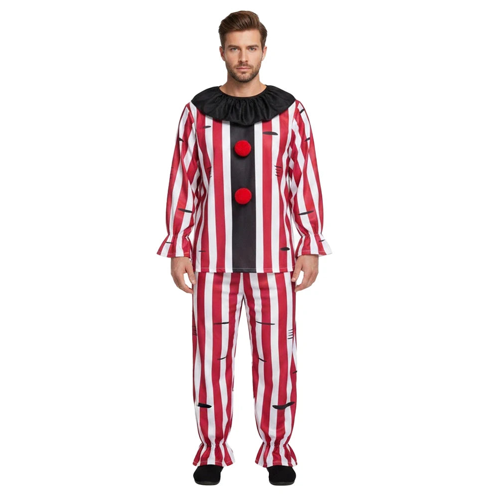 Déguisement Clown Rayé Rouge et Blanc Adulte – vue 2