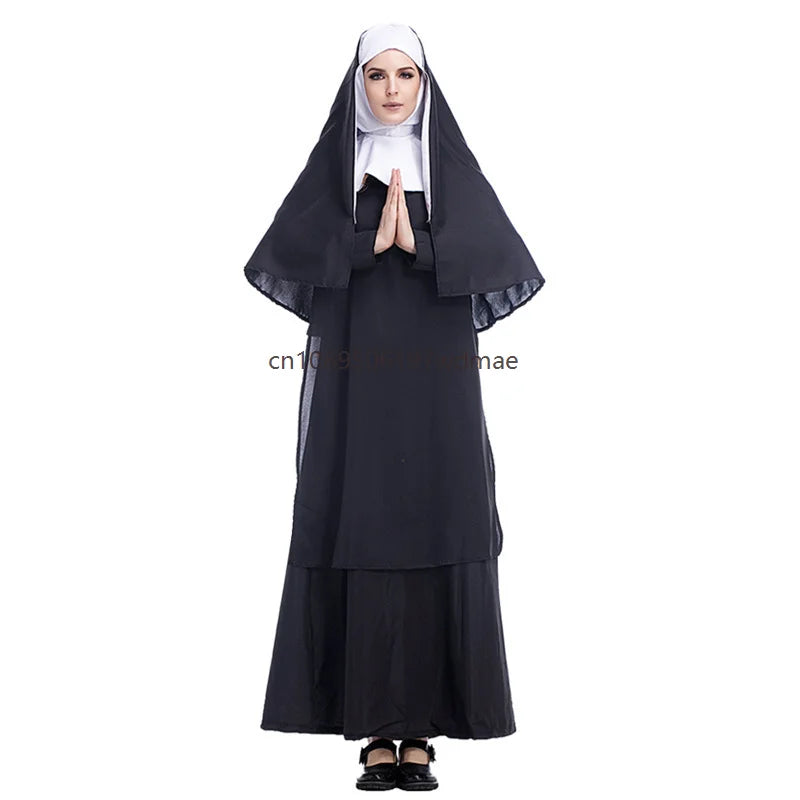 Robe de Nonne Longue Noire Femme – vue 6