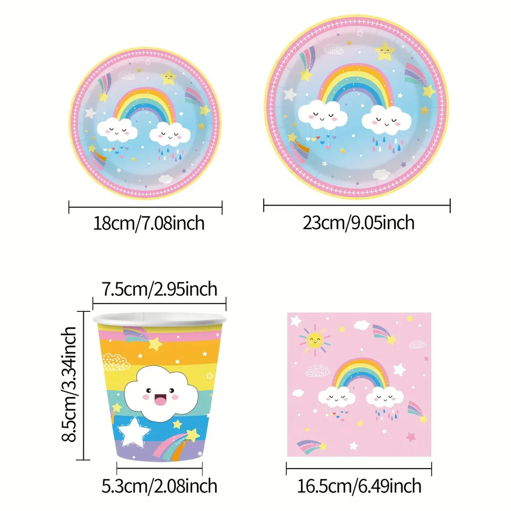 Vaisselle Jetable Nuage Arc-en-Ciel - Assiettes Gobelets Serviettes – vue 4