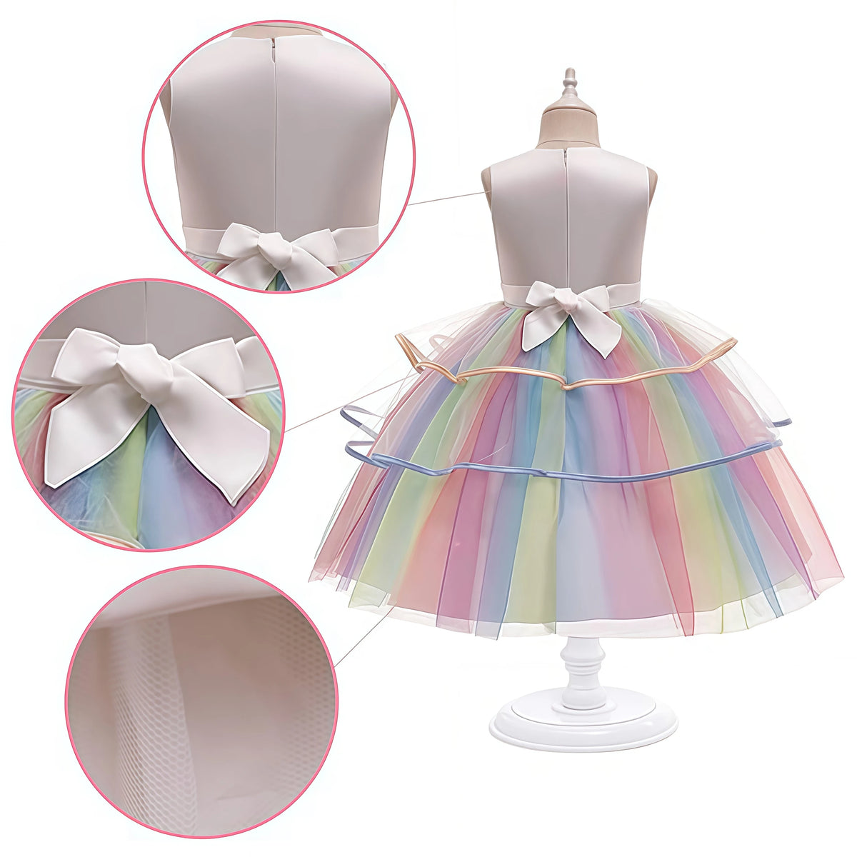 Robe Licorne Arc-en-Ciel Fille en Tulle – vue 2