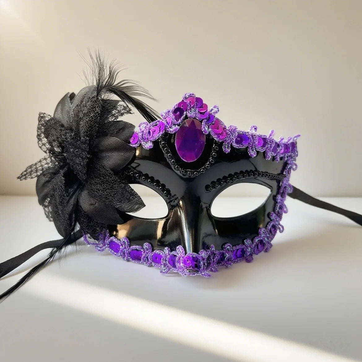 Masque Vénitien Fleuri Femme - Bal Masqué et Carnaval – vue 6