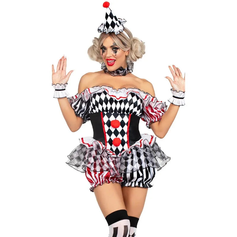 Déguisement Clown Arlequin Femme – Robe de Bouffon – vue 4