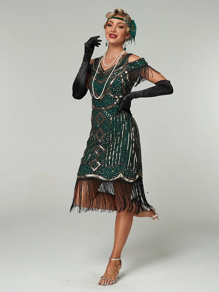 Robe Charleston à Franges Années 20 avec Accessoires – vue 5
