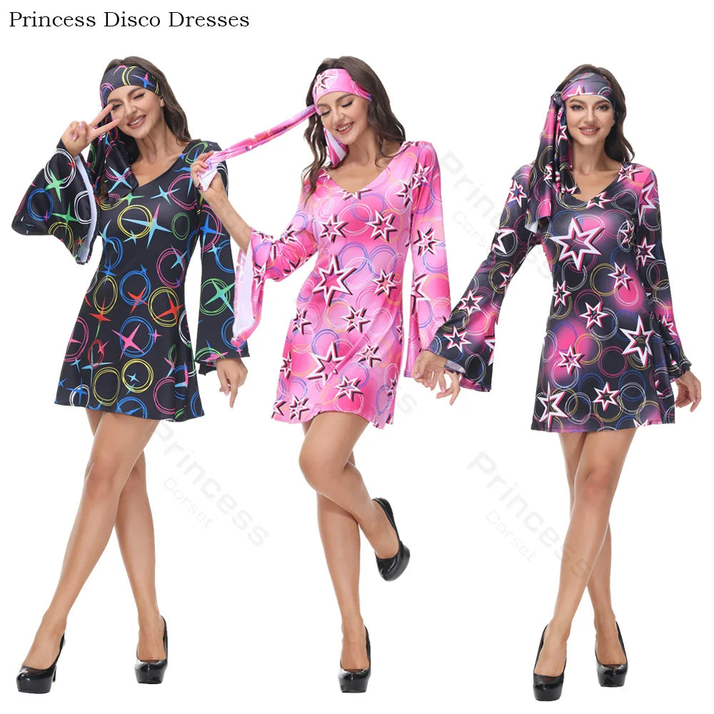 Robe Disco Années 70 Sexy avec Bandeau