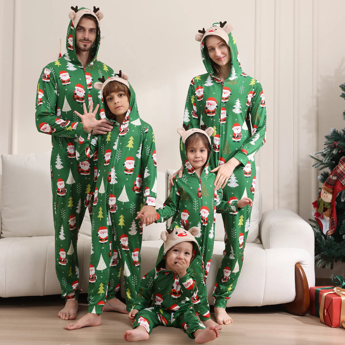 Pyjama Combinaison de Noël Famille à Capuche – Imprimé Festif – vue 6