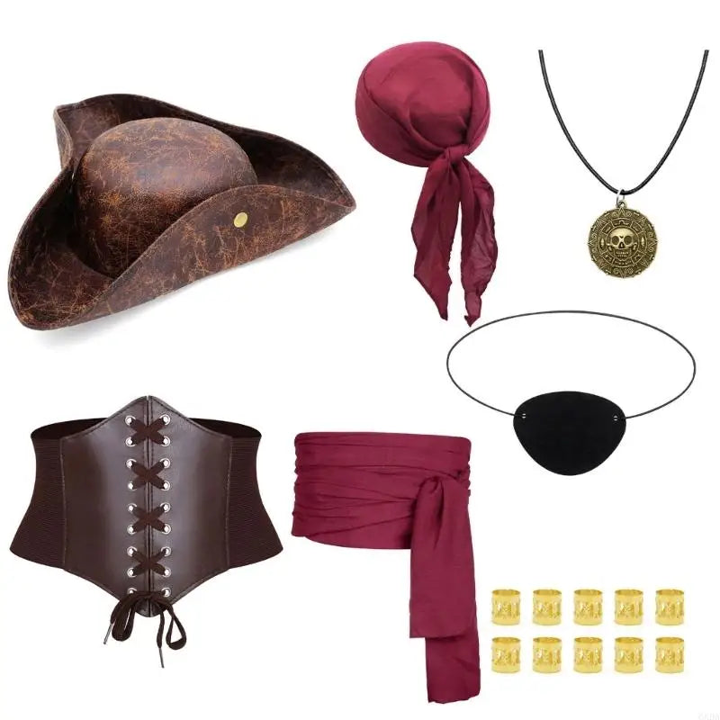 Kit Pirate – Foulard, Collier, Cache-Œil et Ceinture – vue 2