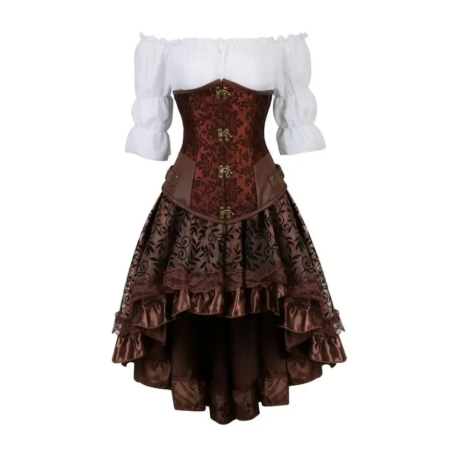 Déguisement Pirate Gothique Femme 3 Pièces – Corset Brodé