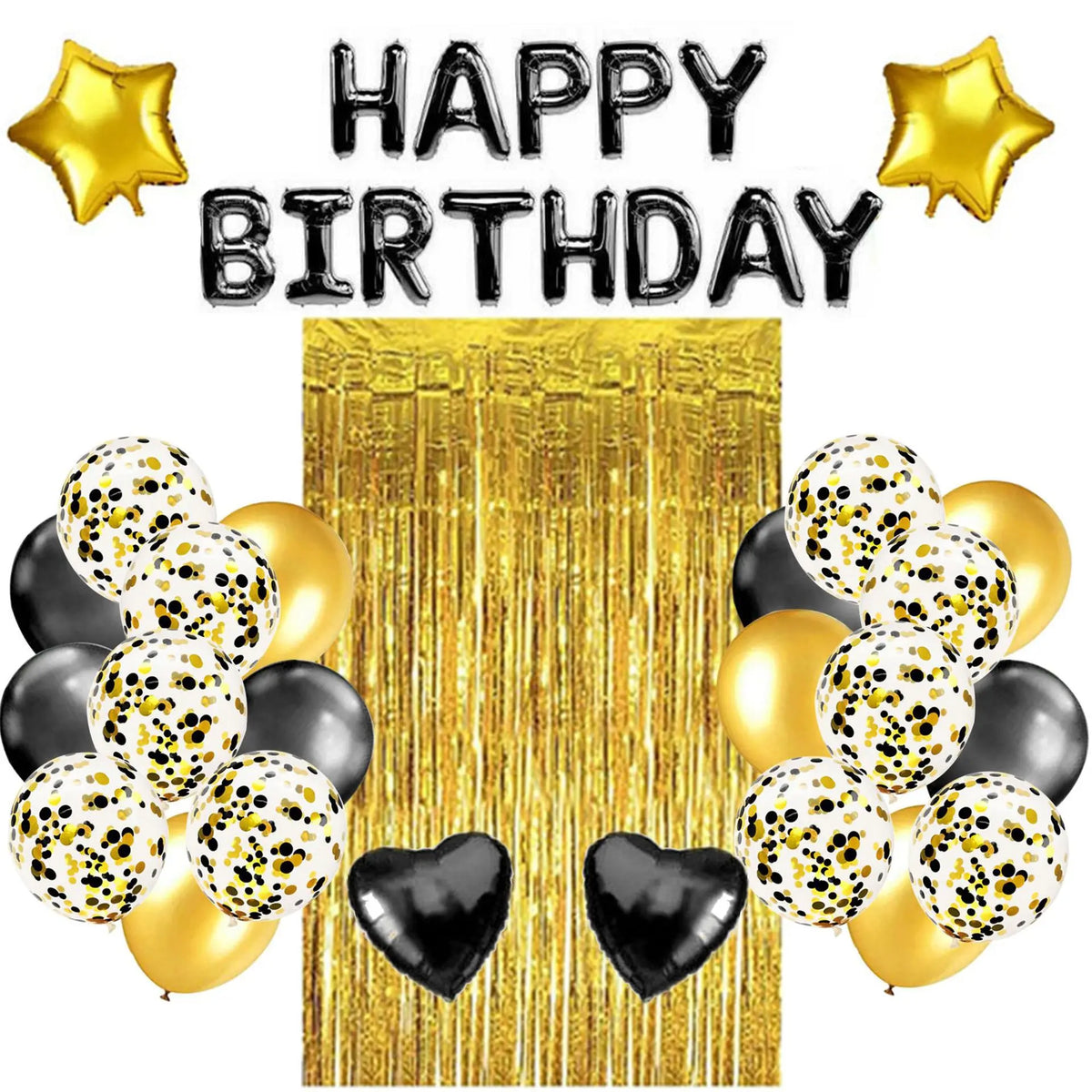 Kit Décoration Ballons Happy Birthday Or Rose avec Confettis – vue 9