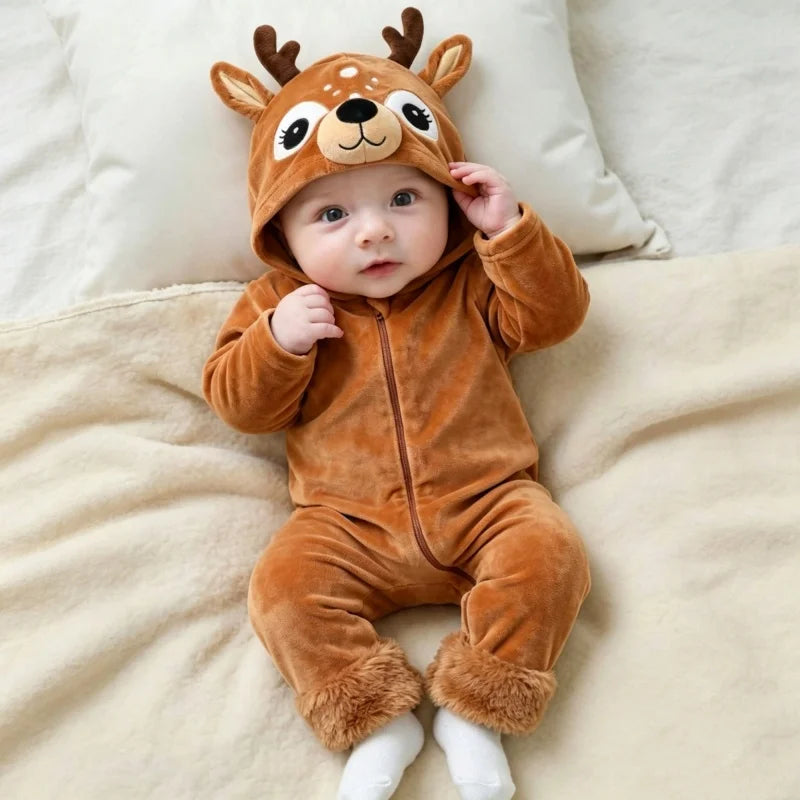 Déguisement Renne Bébé - Combinaison Peluche à Capuche