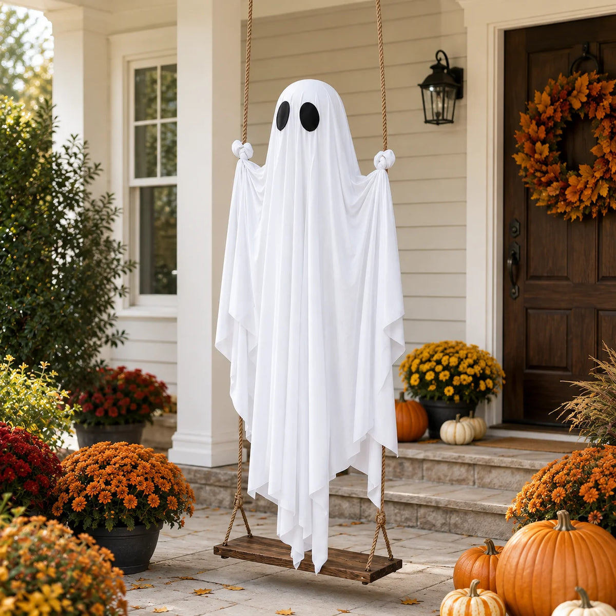 Décoration fantôme blanc à suspendre Halloween – vue 6