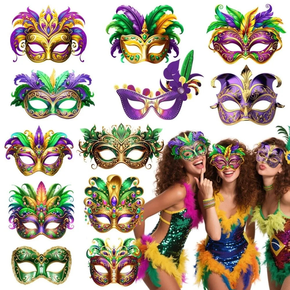 Lot de 6 masques vénitiens en papier Carnaval – vue 3