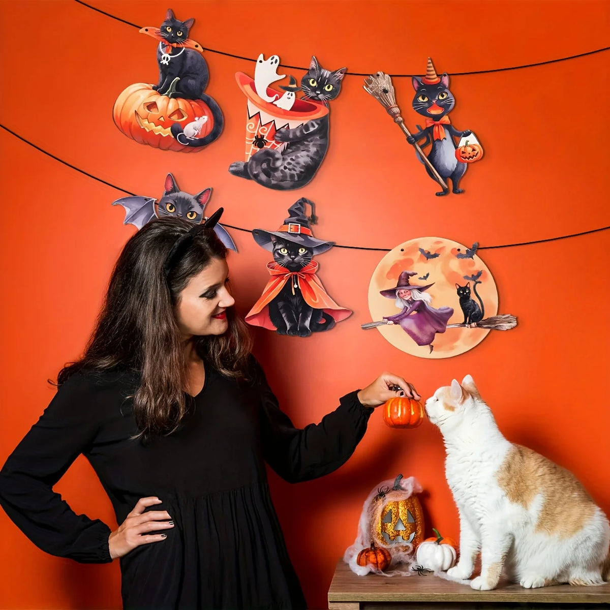 Guirlande décorative noire Halloween – vue 6