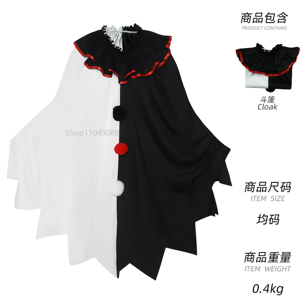 Cape Clown Effrayant Noire et Blanche – Adulte