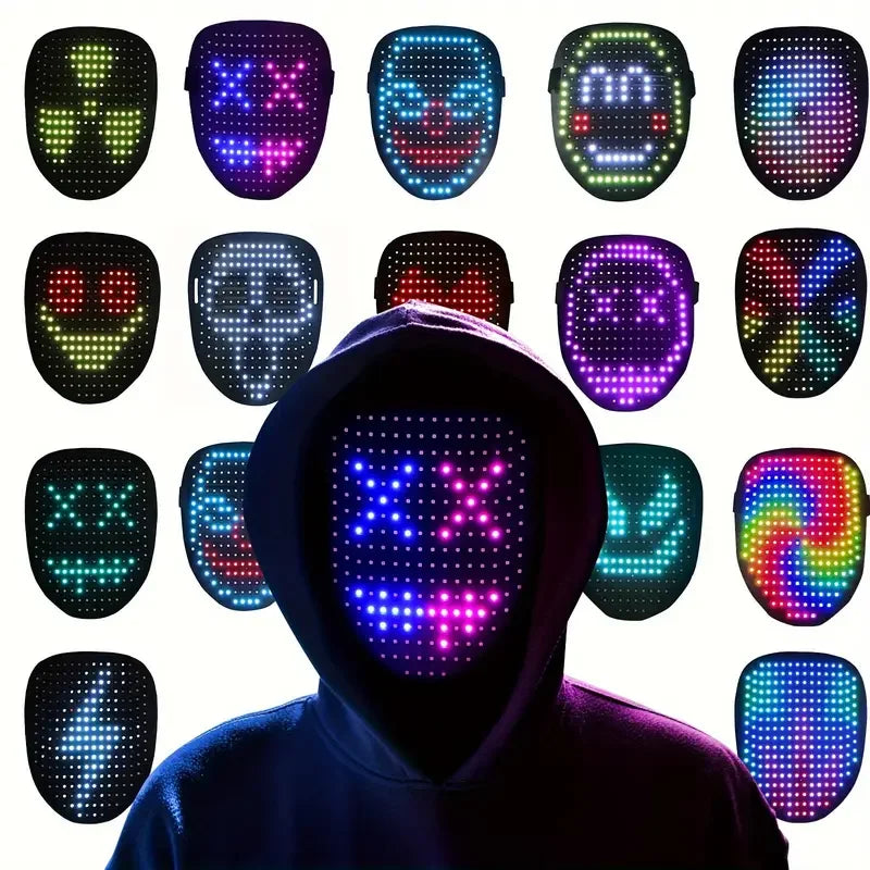 Masque LED Lumineux à Visages Animés