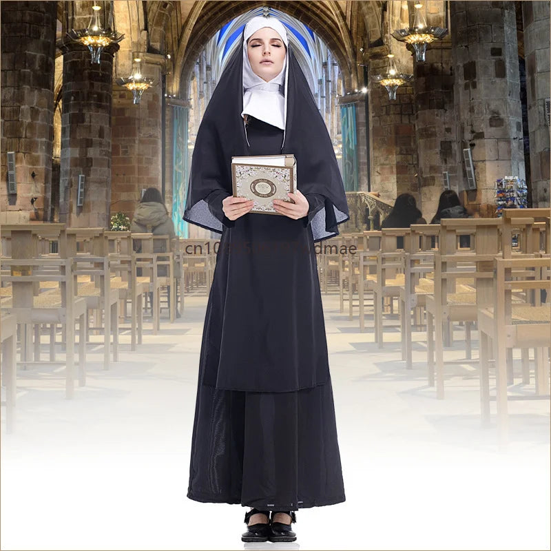 Robe de Nonne Longue Noire Femme – vue 2