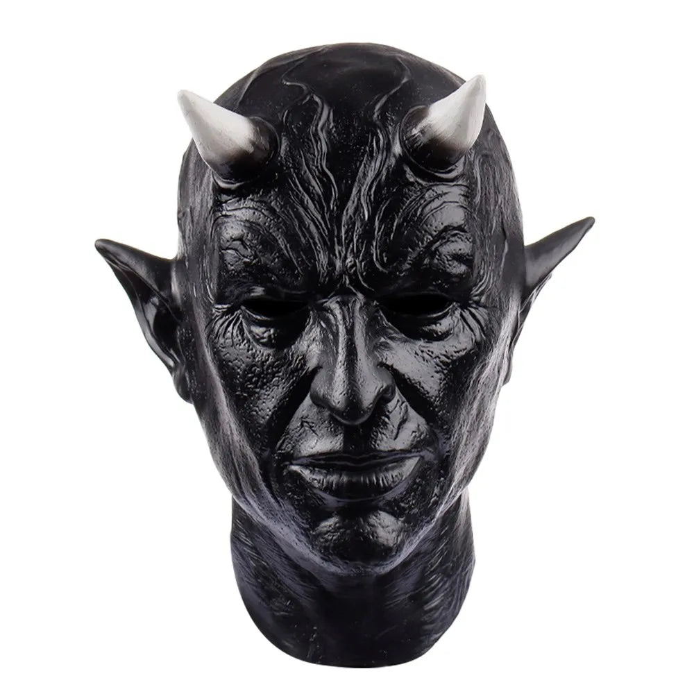 Masque Démon à Cornes en Latex – Masque d'Horreur Intégral – vue 7