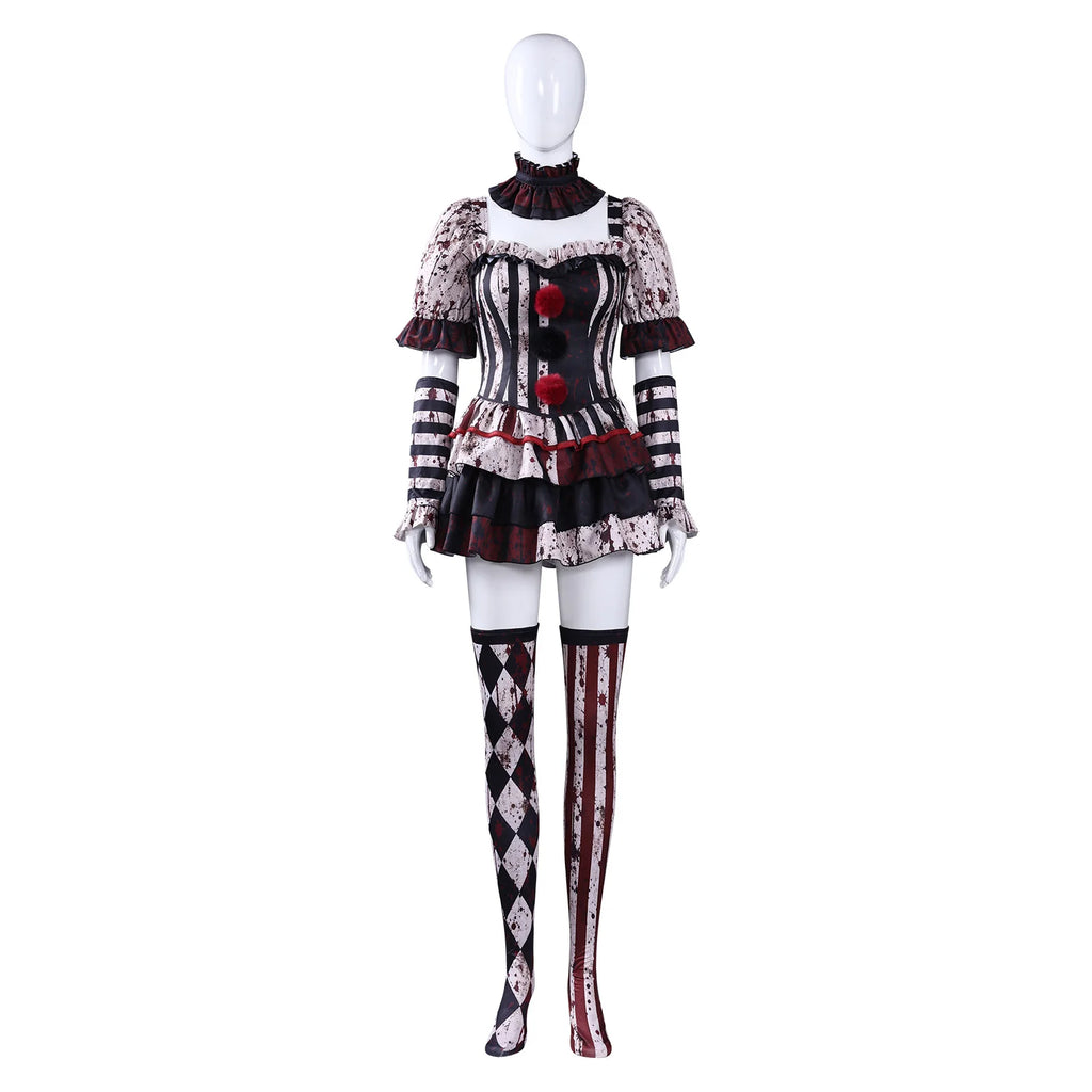 Déguisement Clown Tueur Femme avec Ras-de-Cou – vue 3