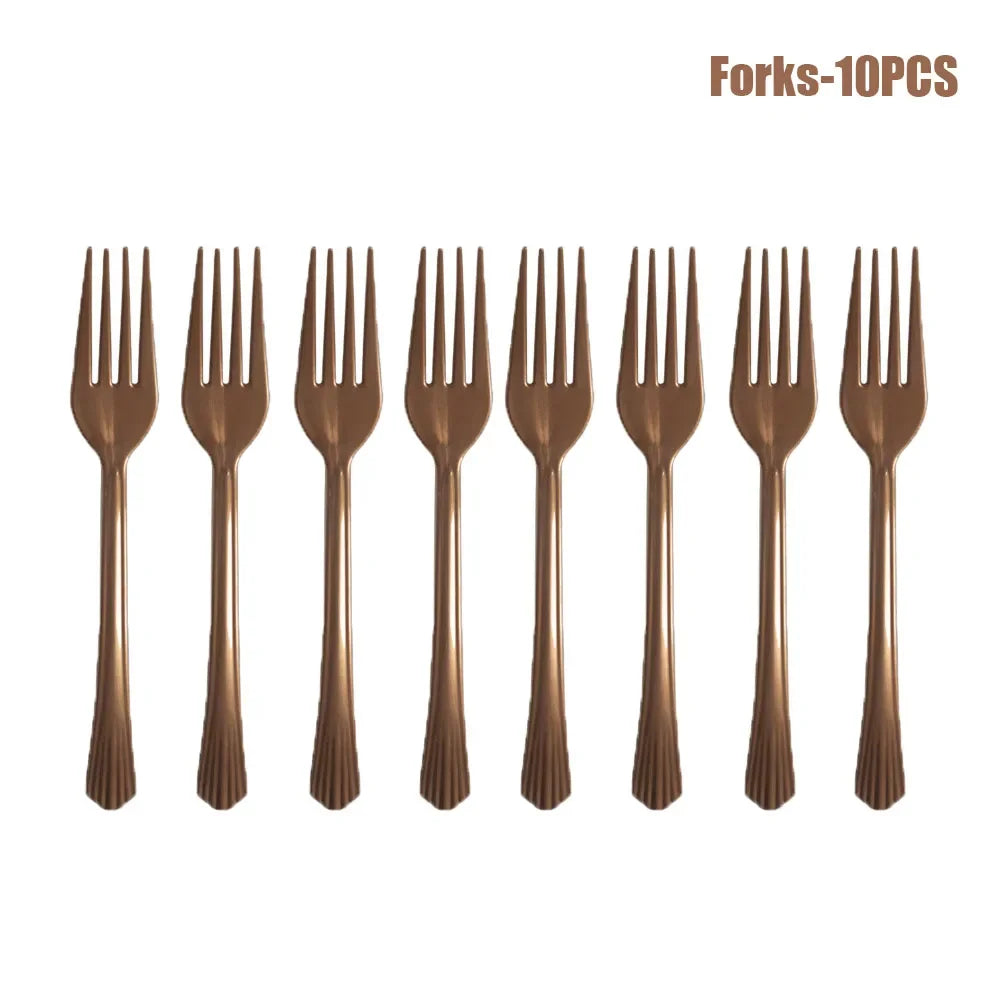 Couverts Jetables Dorés - Lot de 10 – vue 6