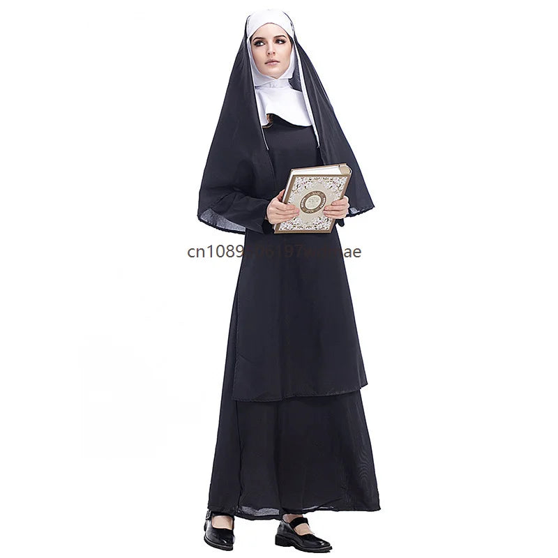 Robe de Nonne Longue Noire Femme – vue 4