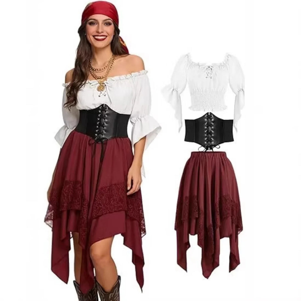 Déguisement Pirate Gothique Femme – Chemise et Jupe Asymétrique – vue 6