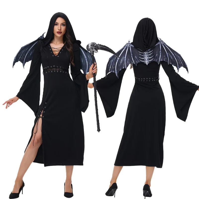 Robe Noire Gothique Femme – Sorcière, Vampire ou Démone – vue 5