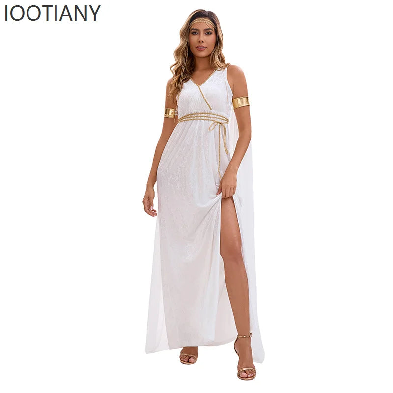 Robe de Déesse Grecque Blanche Sexy – vue 5