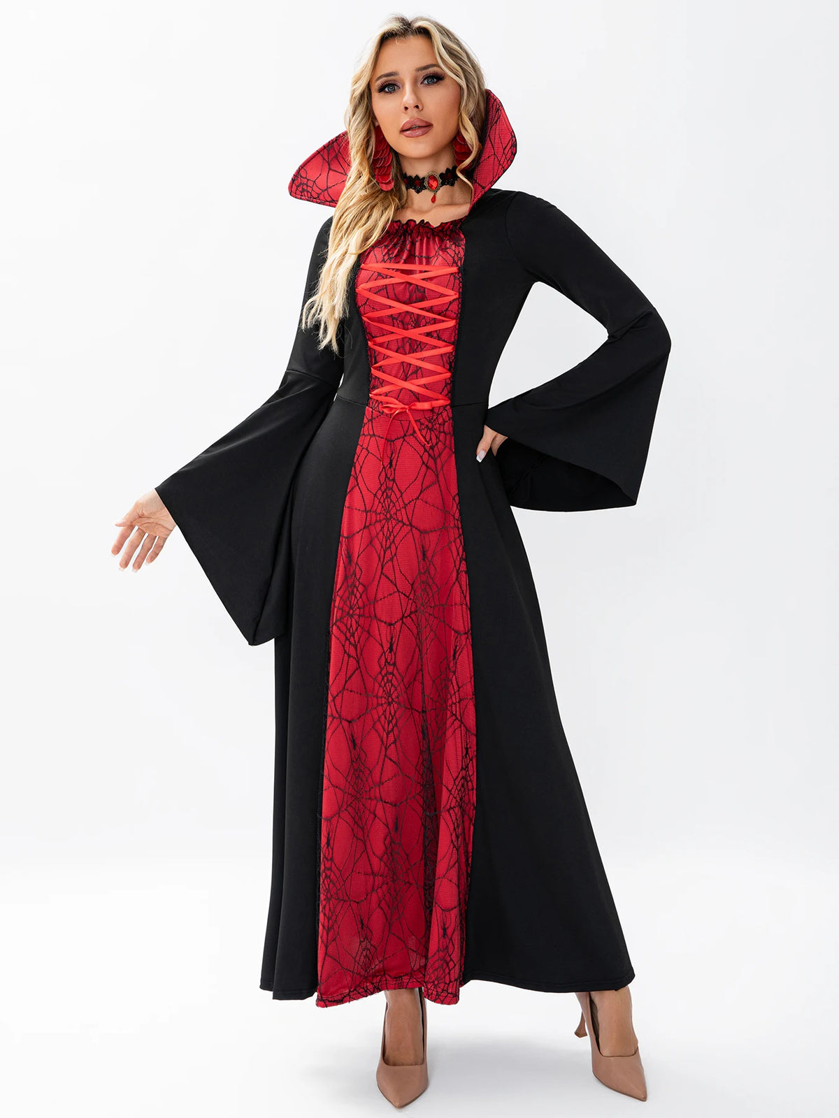 Robe Sorcière Gothique en Dentelle Toile d'Araignée – vue 2