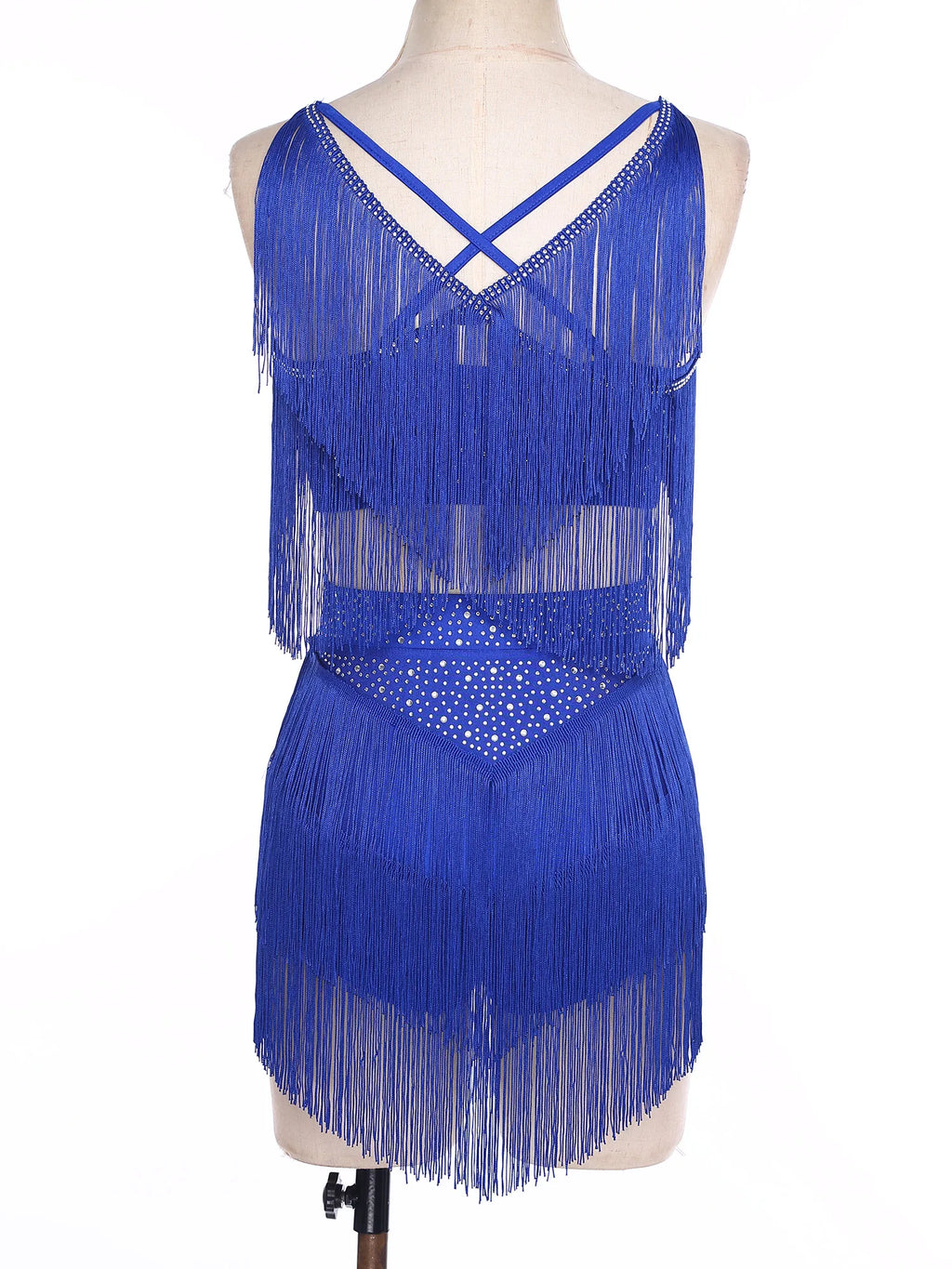 Costume de Danse Samba Latine Femme - Haut à Franges et Jupe à Pompons – vue 3