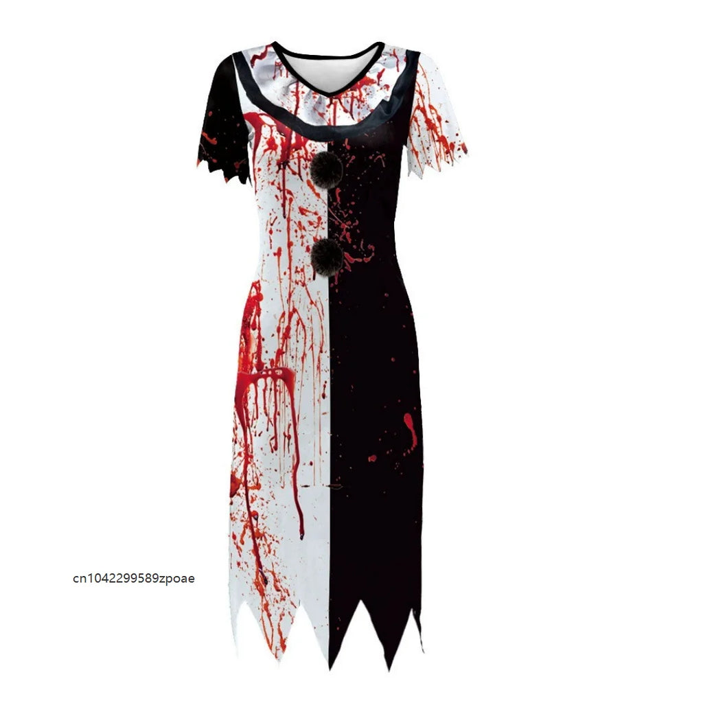 Robe Clown Effrayant Ensanglanté à Col Volanté – vue 4