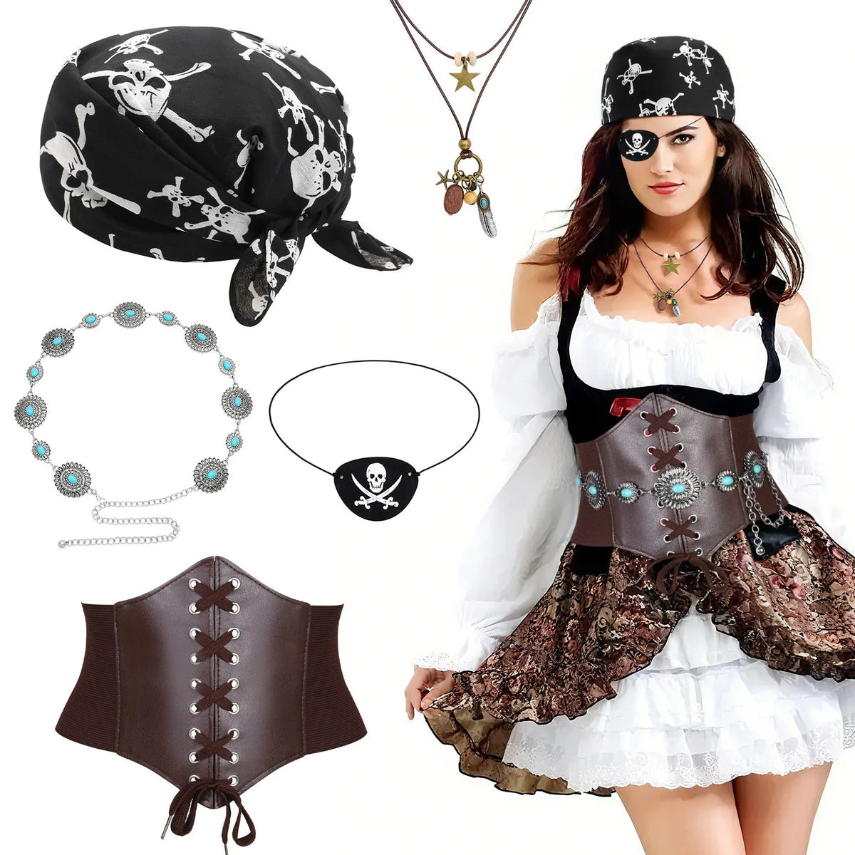Kit Accessoires Pirate – Foulard et Ceinture Chaîne – vue 7