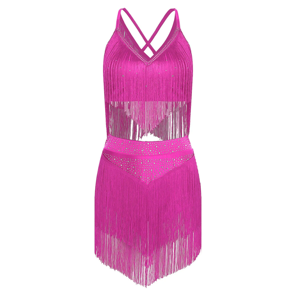 Costume de Danse Latine Femme - Haut à Franges et Jupe à Volants – vue 3