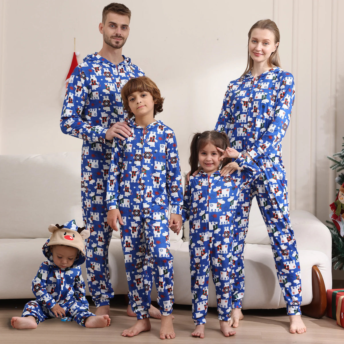 Pyjama Combinaison de Noël Famille à Capuche – Imprimé Festif – vue 5