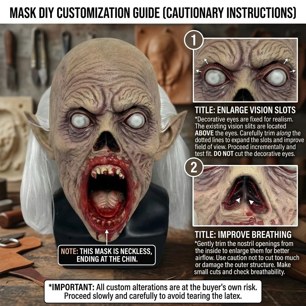 Masque Vampire Démon Ensanglanté à Cheveux Blancs – vue 4