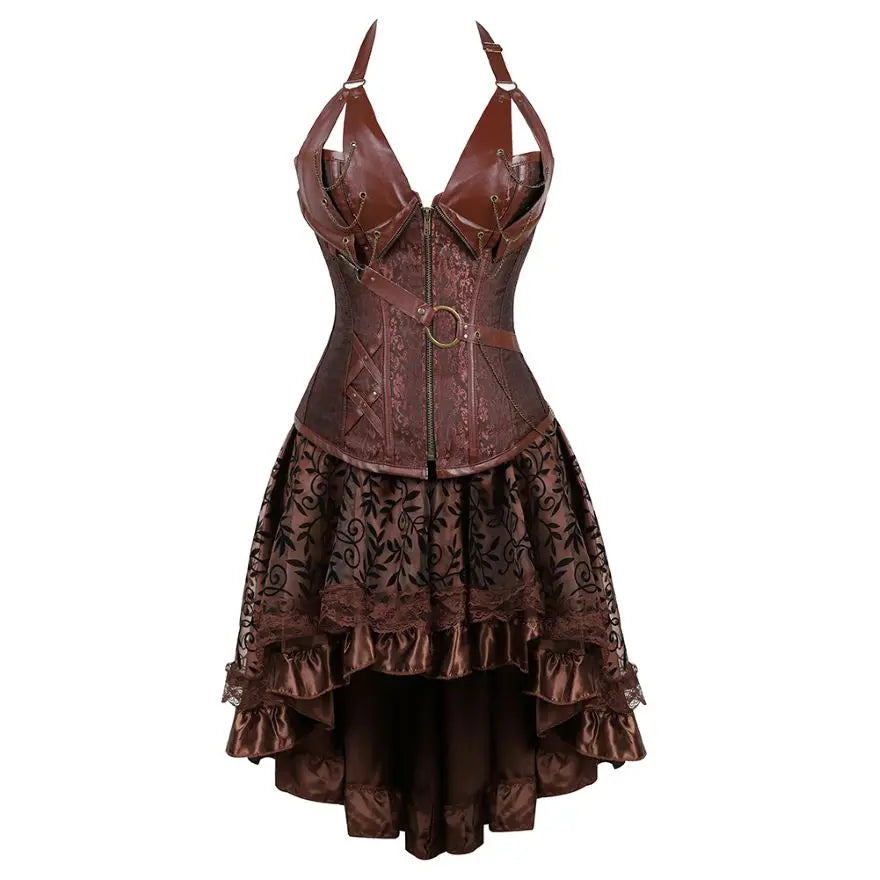 Ensemble Corset Steampunk Sexy et Jupe Asymétrique – vue 11