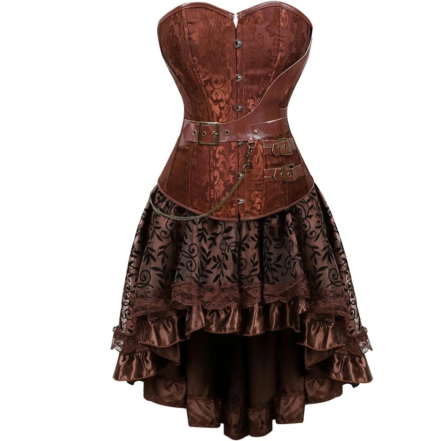Ensemble Corset Steampunk Sexy et Jupe Asymétrique – vue 12