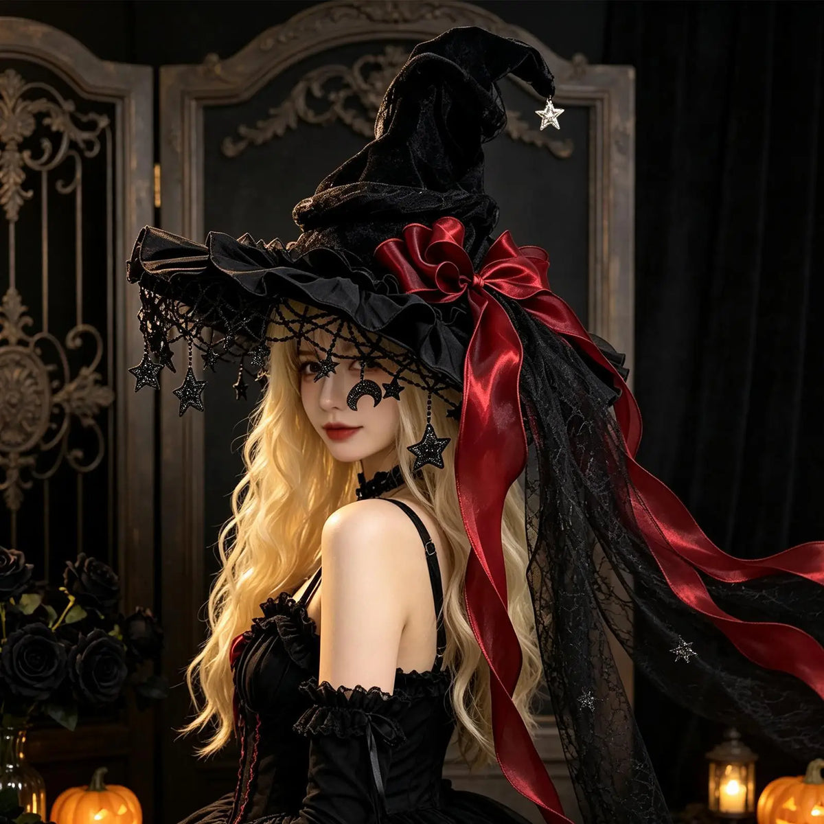 Chapeau de Sorcière Gothique à Nœud – vue 5