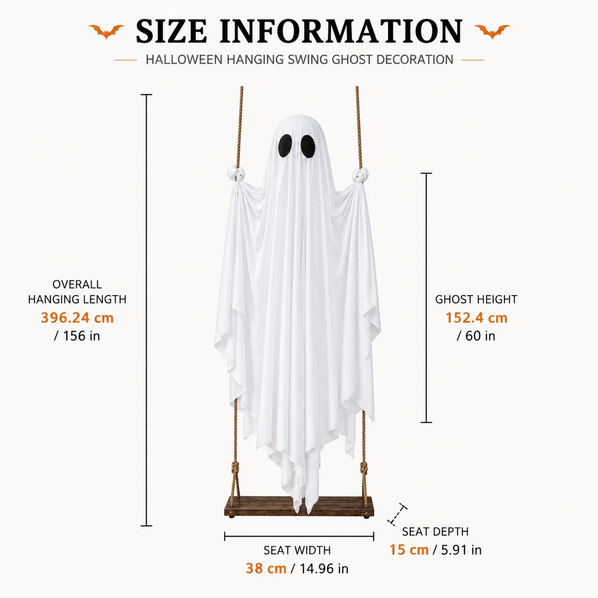 Décoration fantôme blanc à suspendre Halloween – vue 2