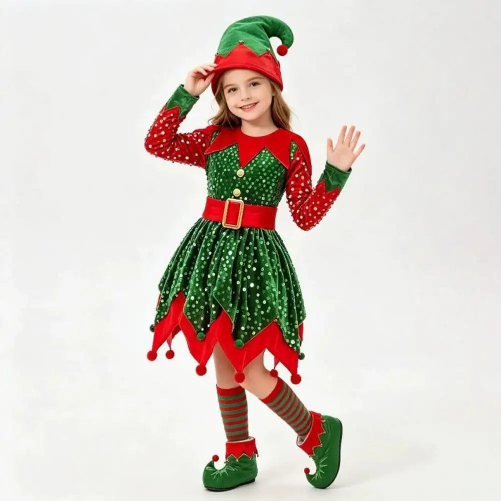 Robe Lutine à Sequins Fille avec Chaussettes Rayées – vue 4