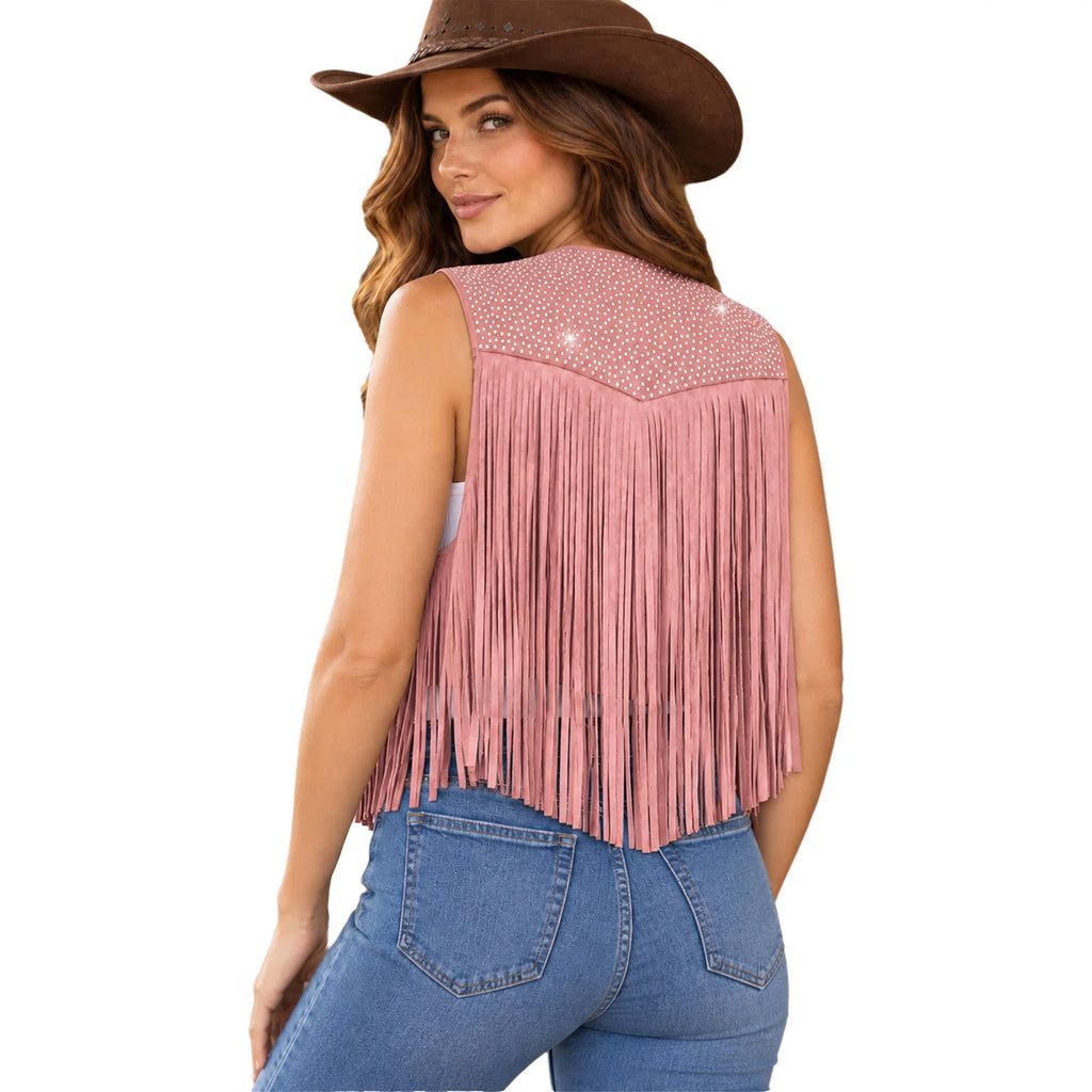 Gilet Cowgirl à Franges et Strass Femme – vue 3