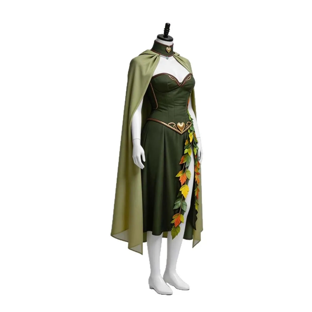 Cape Princesse Elfe Médiévale Brodée à Capuche – Verte – vue 3