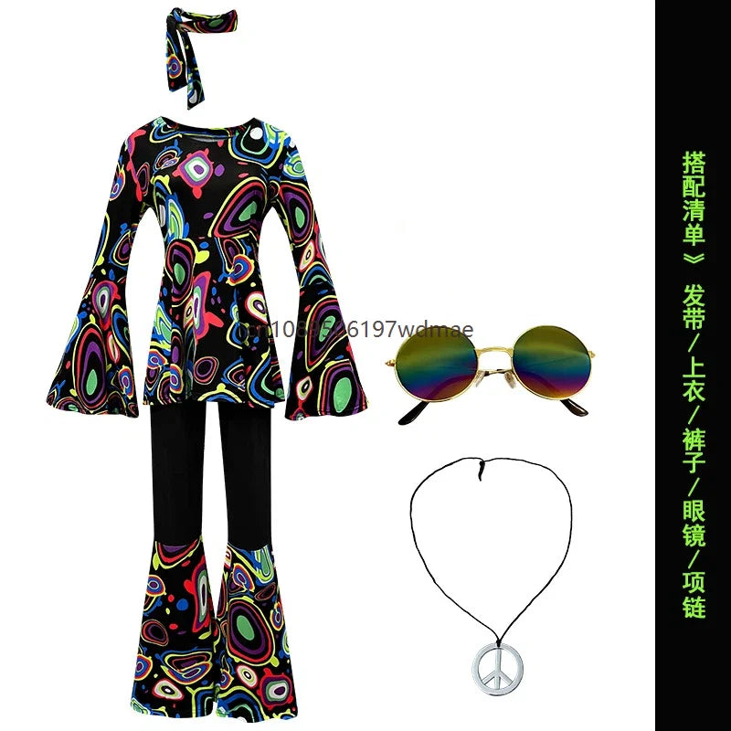Déguisement Hippie Disco Femme Multicolore avec Bandeau – vue 11