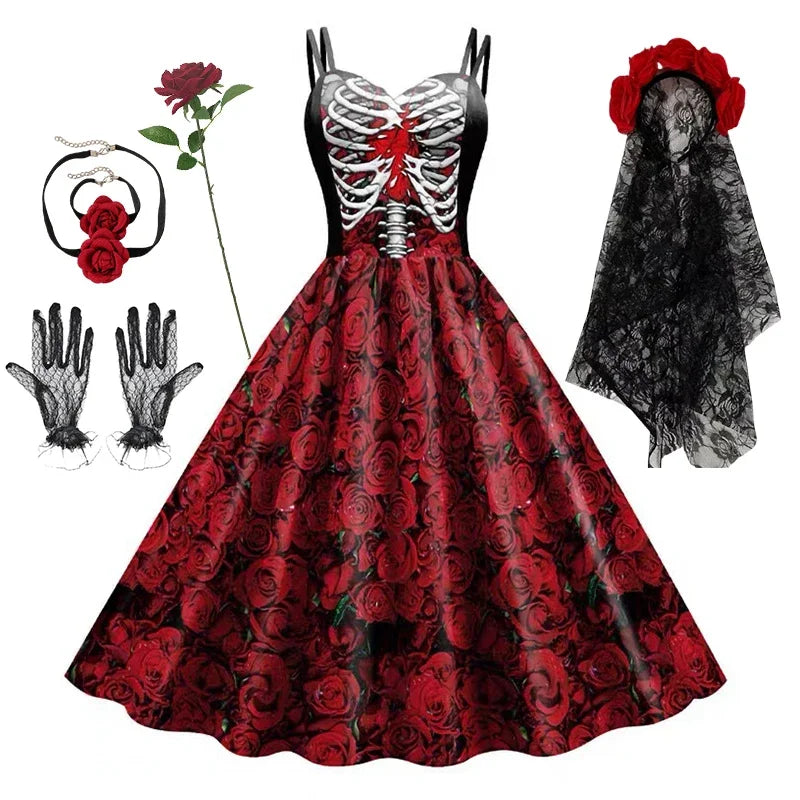Robe Dos Nu Imprimé Tête de Mort Femme – vue 8