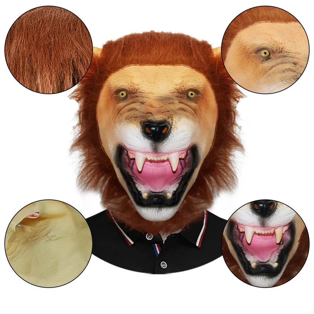 Masque Lion en Latex avec Crinière – vue 5