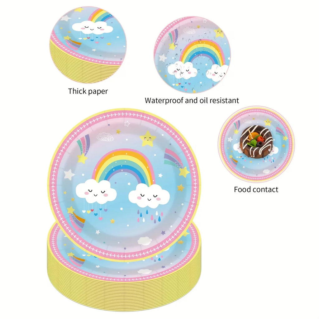Vaisselle Jetable Nuage Arc-en-Ciel - Assiettes Gobelets Serviettes – vue 5