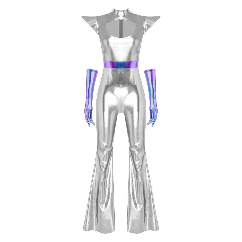 Combinaison Disco Alien Métallisée Femme – vue 9