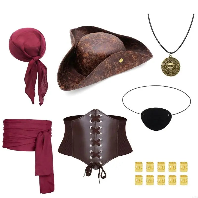 Kit Pirate – Foulard, Collier, Cache-Œil et Ceinture – vue 3