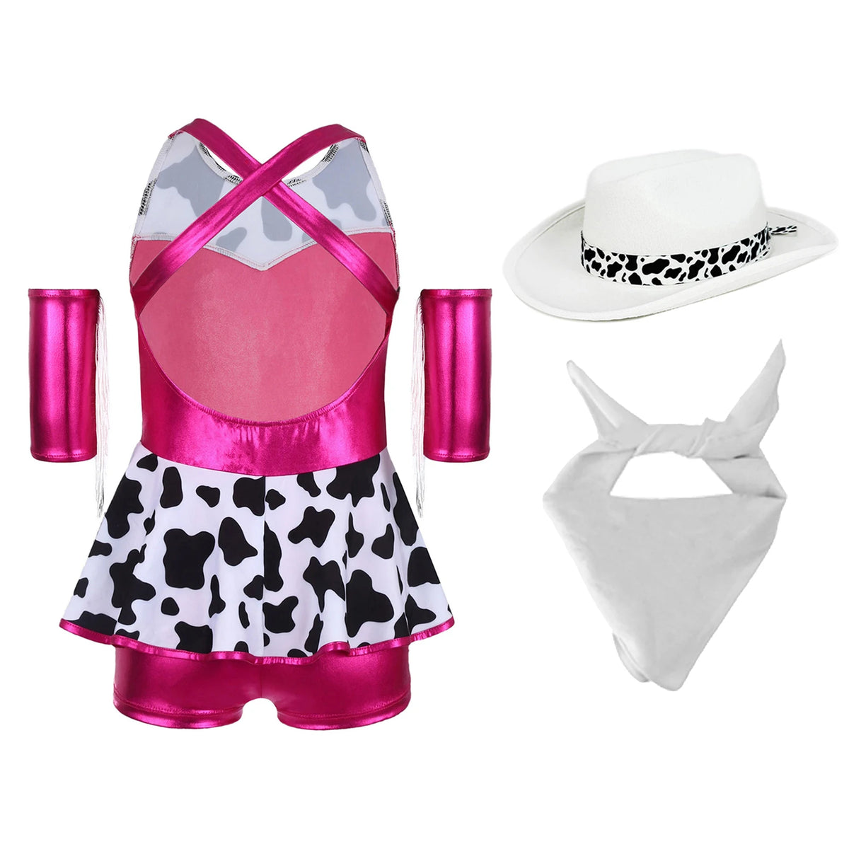Déguisement Cowgirl Fille Métallisé avec Chapeau et Bandana – vue 2