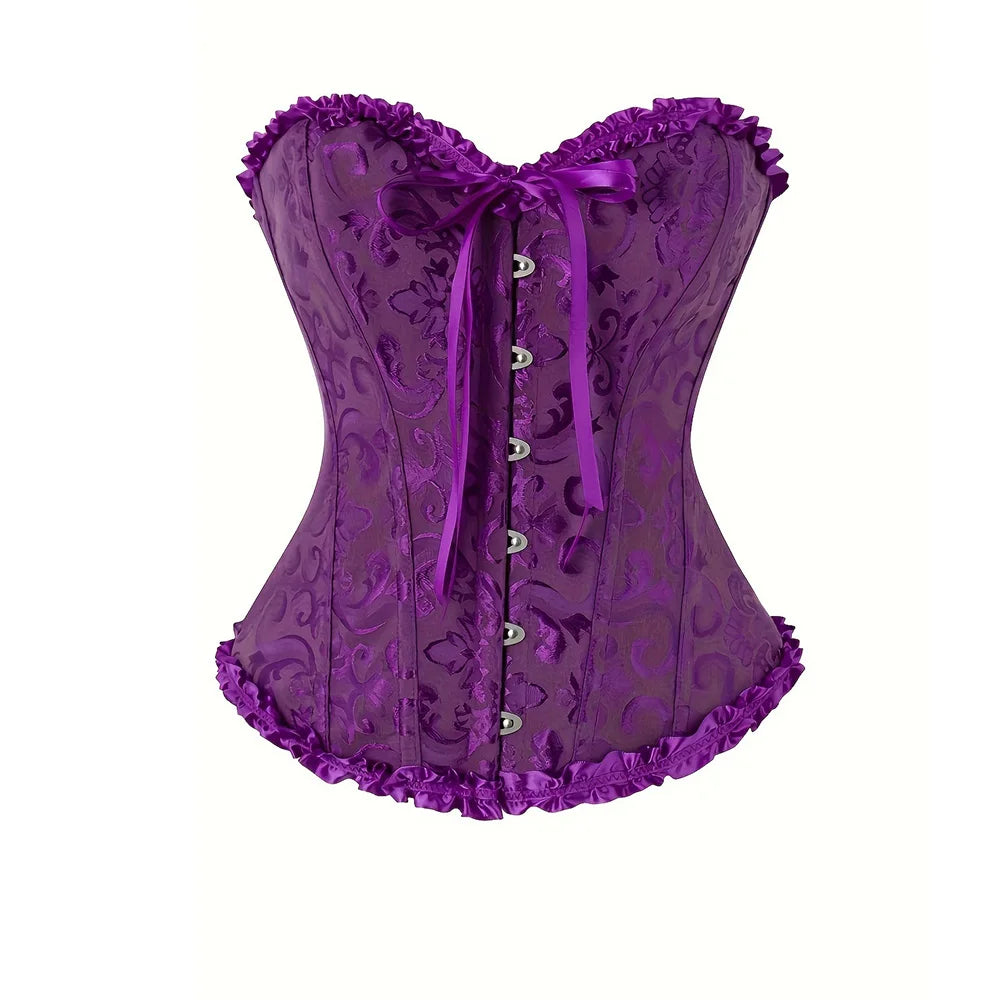 Corset Bustier Jacquard Rose Vintage – vue 6