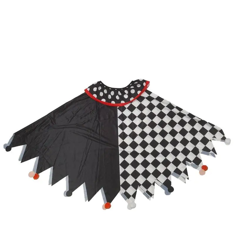 Déguisement Clown Adulte – Cape à Damier Noir et Blanc avec Gants – vue 4